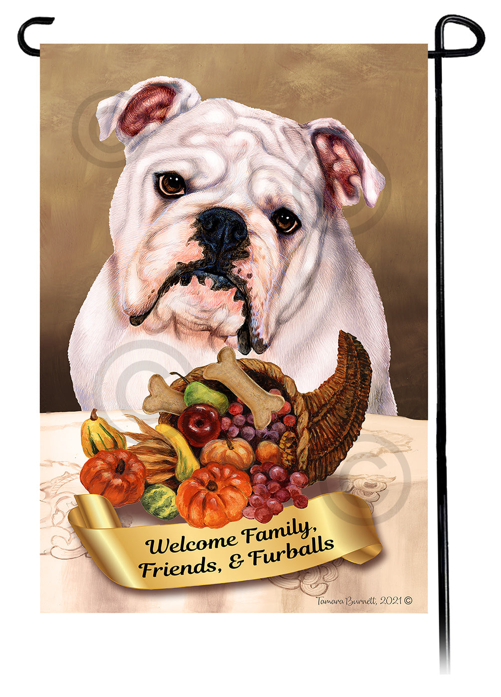 English Bulldog Thanksgiving - Garden Flag