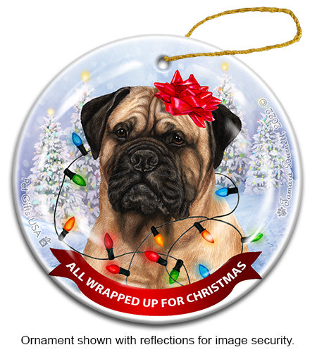 Bullmastiff Fawn All Wrapped Up Ornament