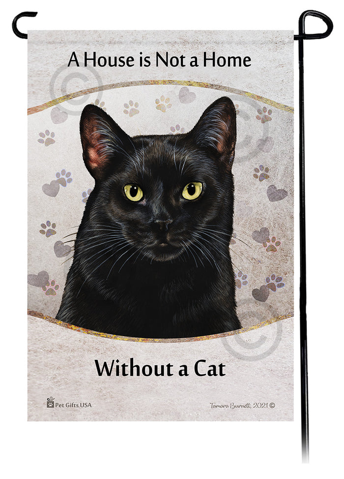 Black & White Shorthair Cat House Is Not A Home Garden Flag