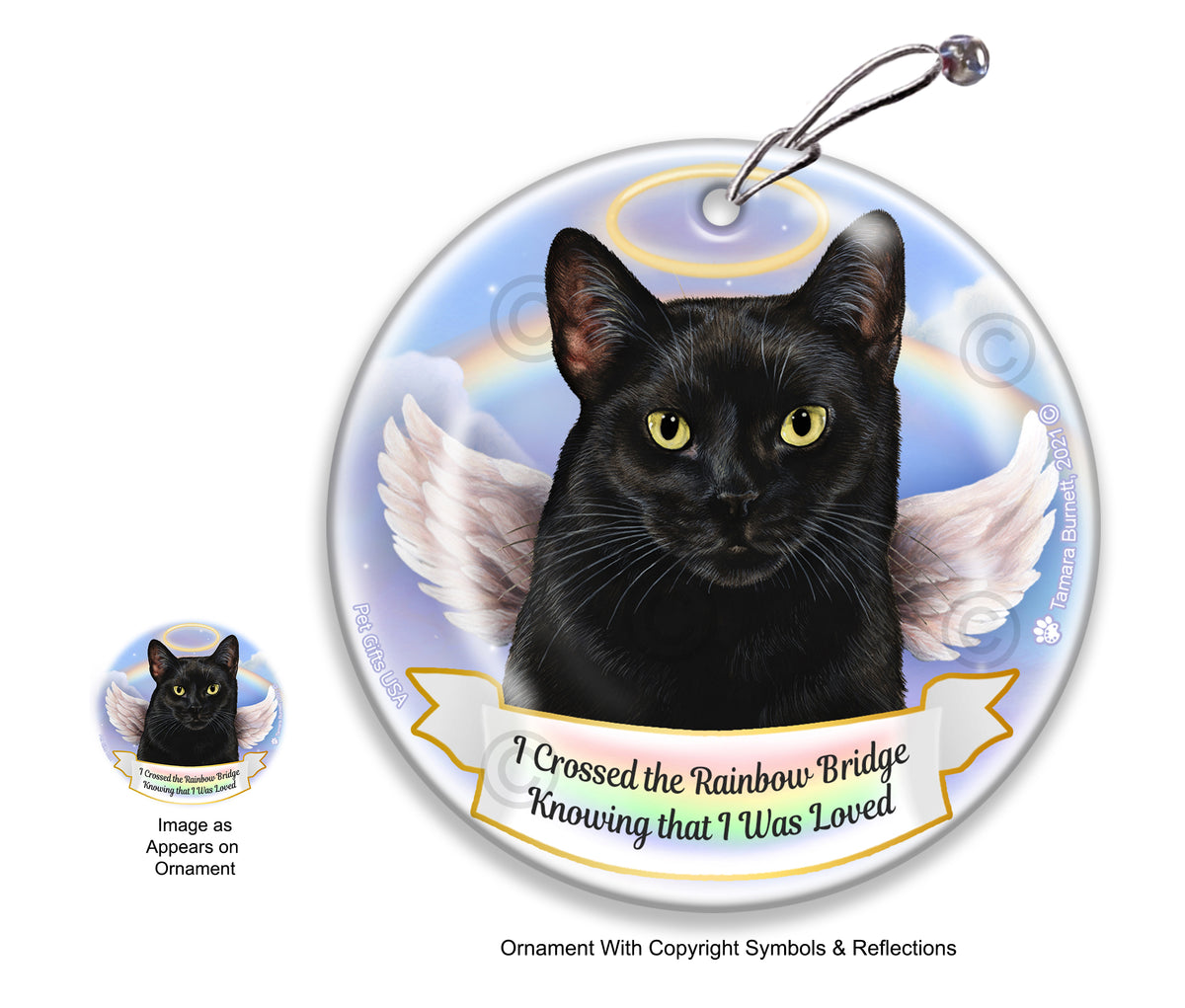 Black Cat Rainbow Bridge Memorial Ornament