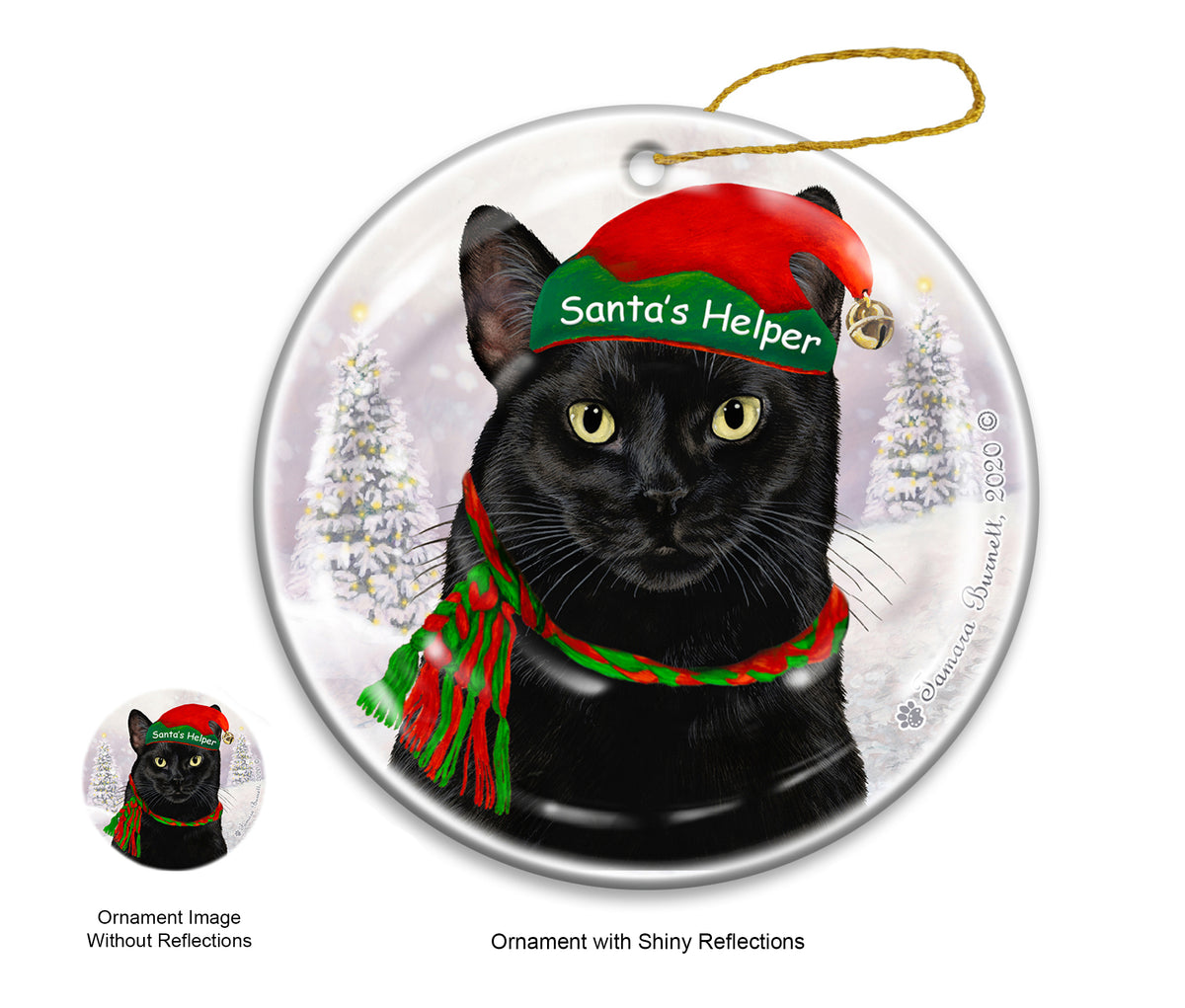 Black Cat - Santa's Helper Ornament