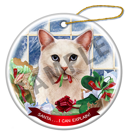 White Shorthair - Santa I Can Explain Ornament