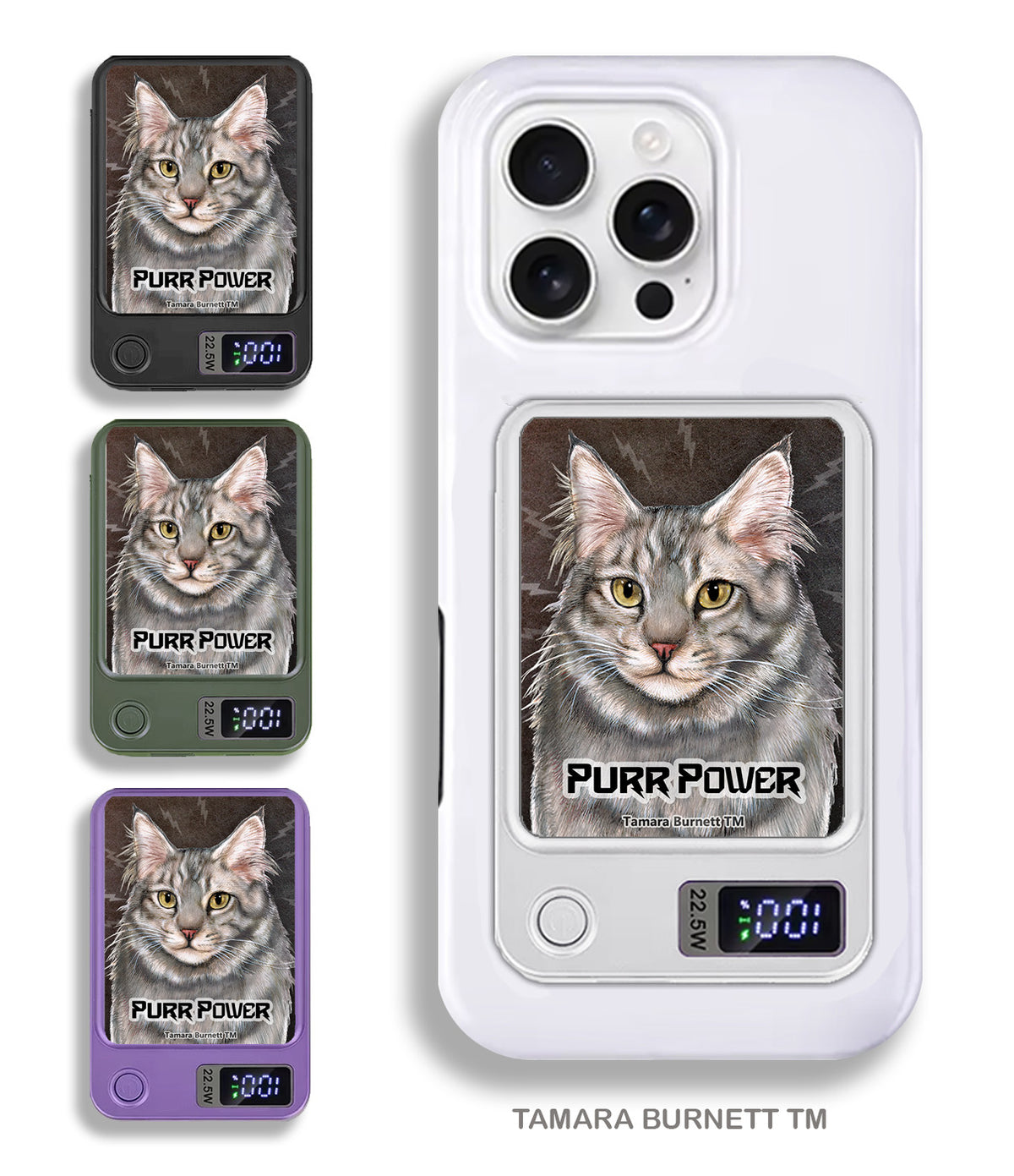 Maine Coon Blue Tabby Phone Bank Wireless Charger