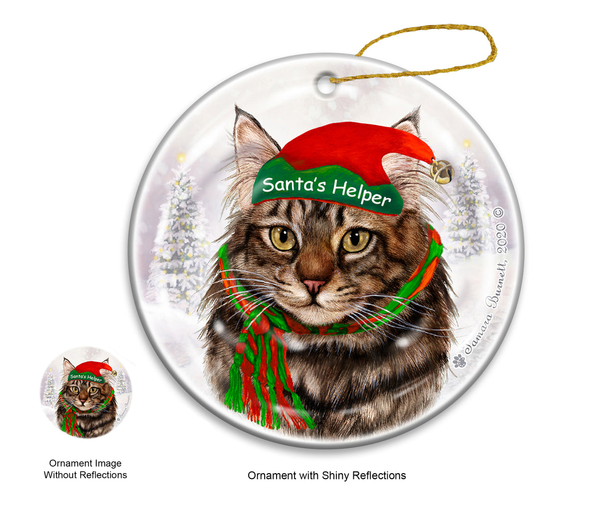 Maine Coon - Santa's Helper Ornament