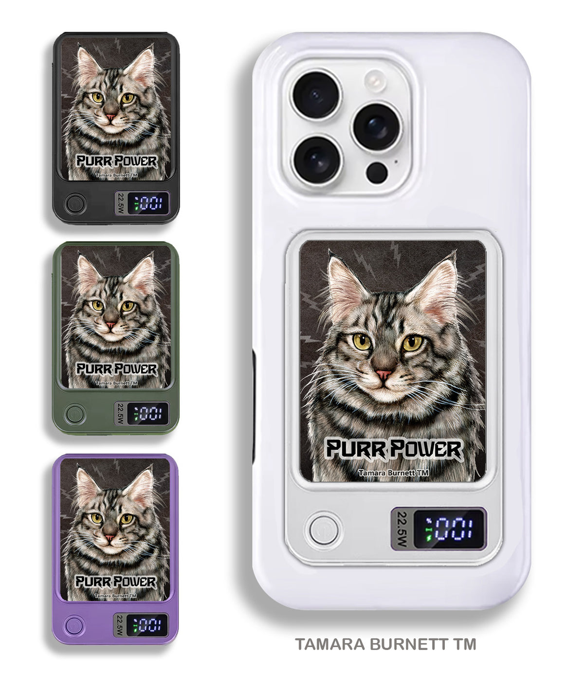 Maine Coon Silver Tabby Phone Bank Wireless Charger