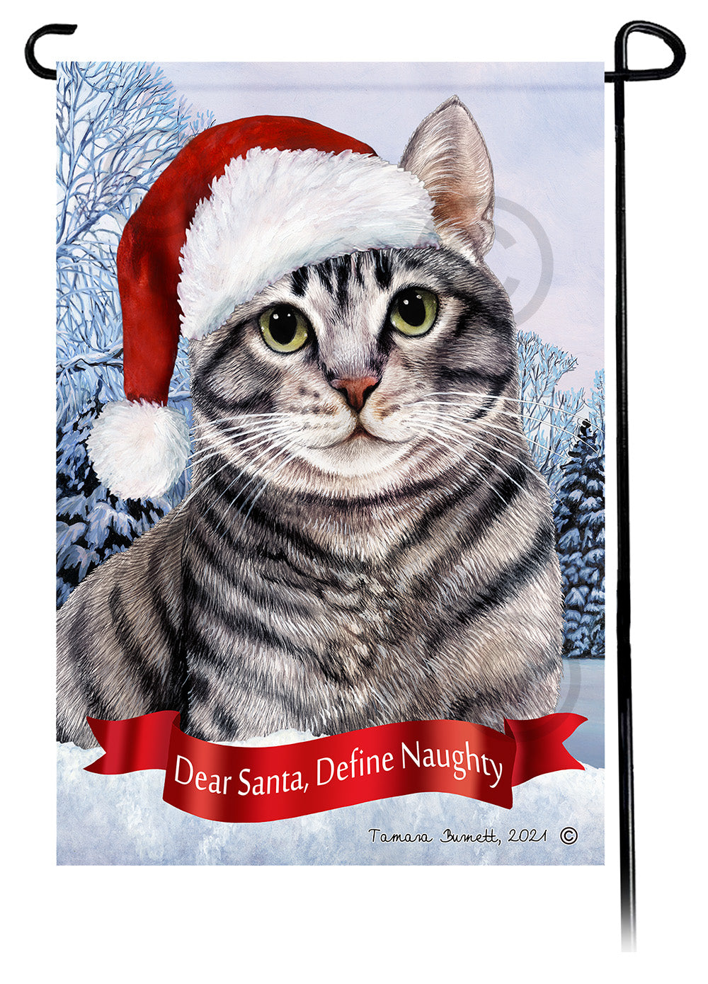 Tabby Cat Dear Santa, Define Naughty - Garden Flag