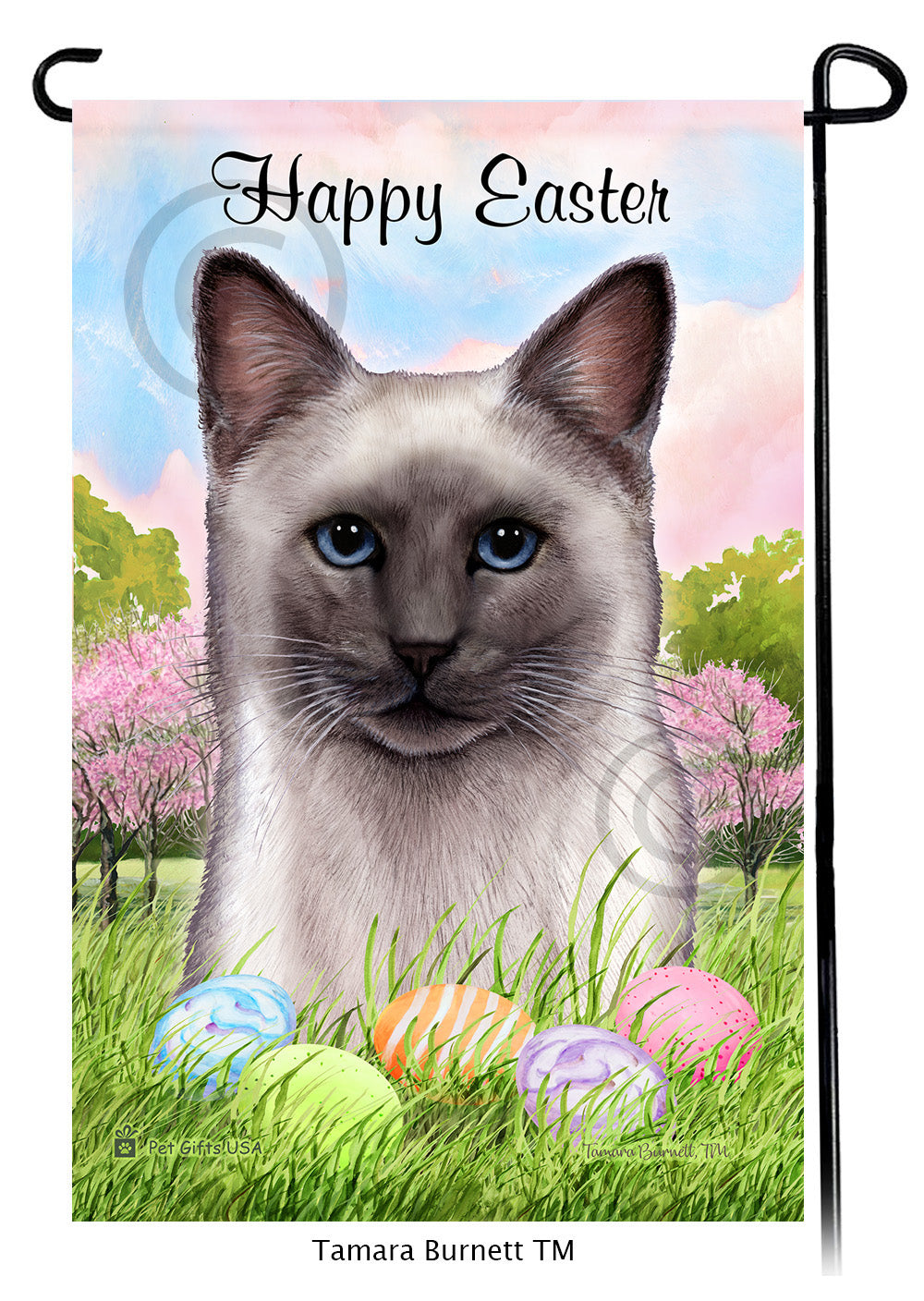 Siamese Cat Happy Easter Garden Flags