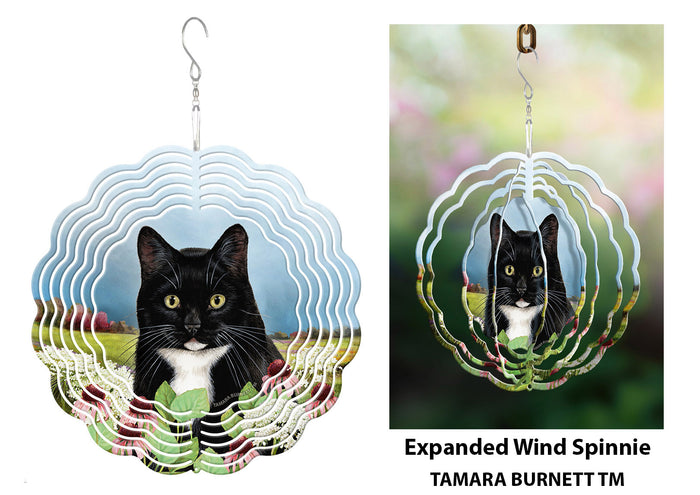 Tuxedo Cat Black and White Wind Spinner