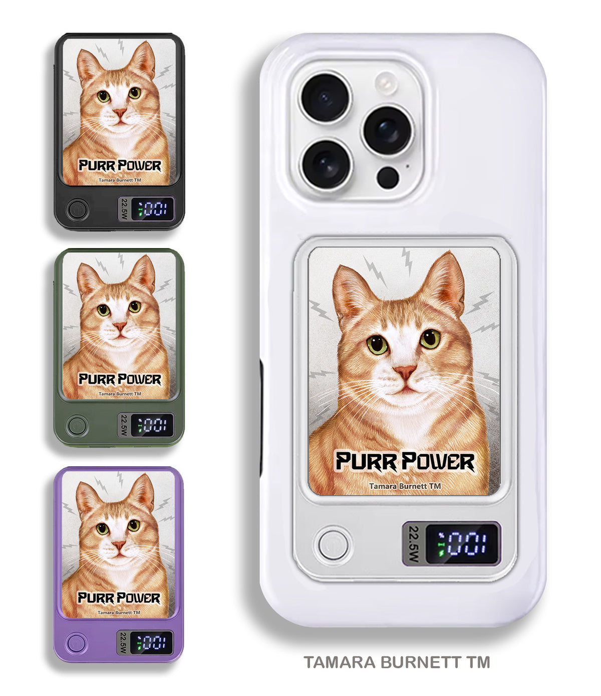 Tuxedo Cream and White Phone Bank Wireless Charger