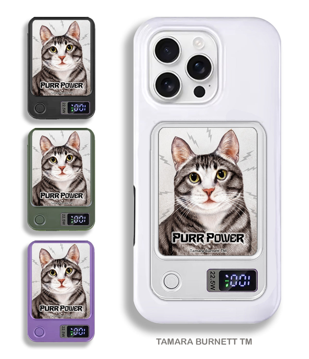 Tuxedo Silver and White Phone Bank Wireless Charger