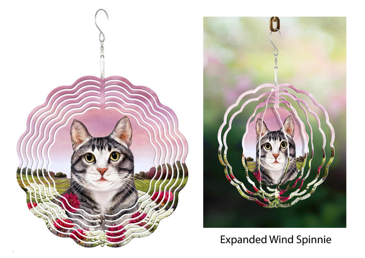 Tuxedo Cat Silver And White Wind Spinner