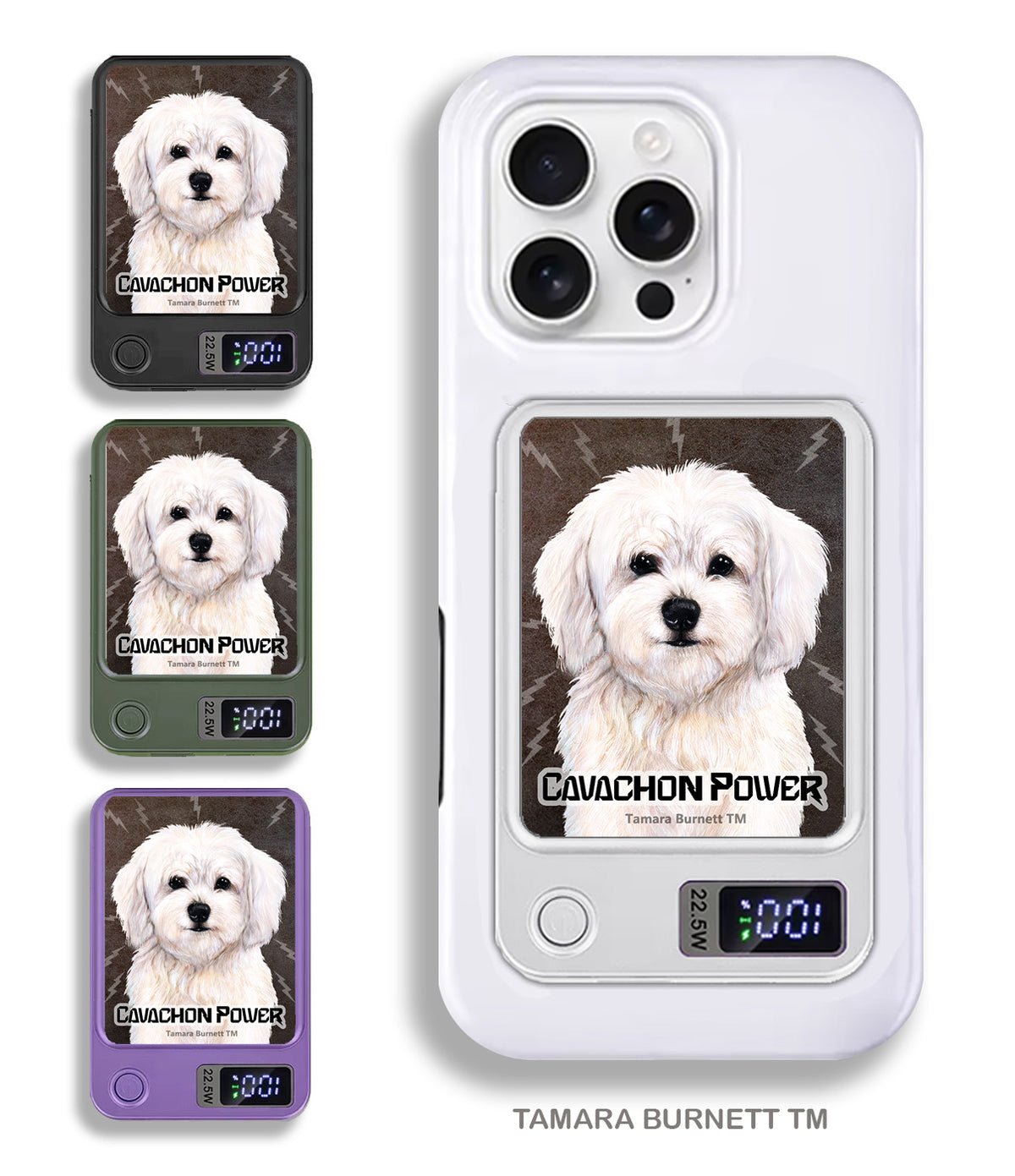 Cavachon White Phone Bank Wireless Charger