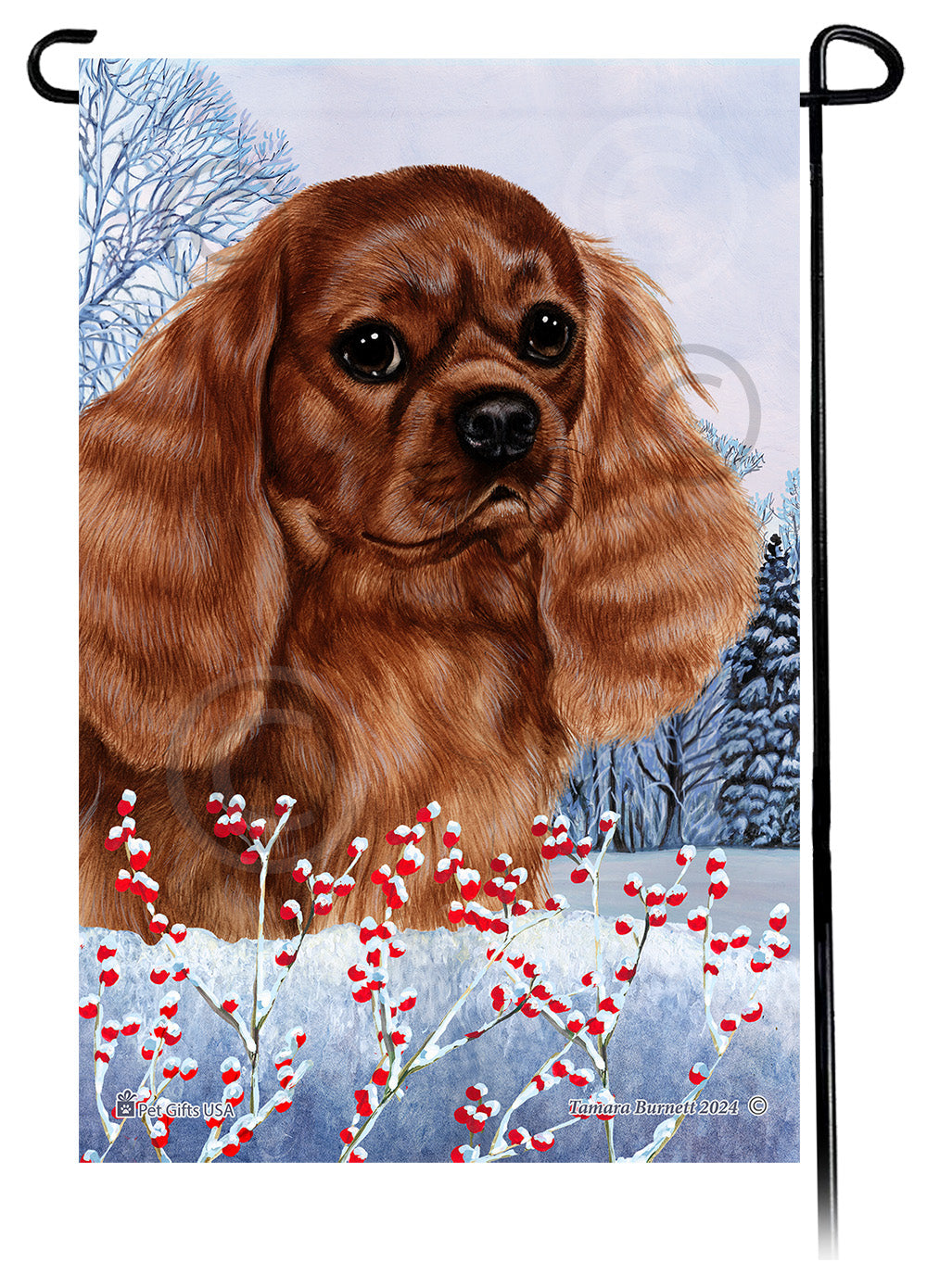 Cavalier King Charles Winterberries - Garden Flag