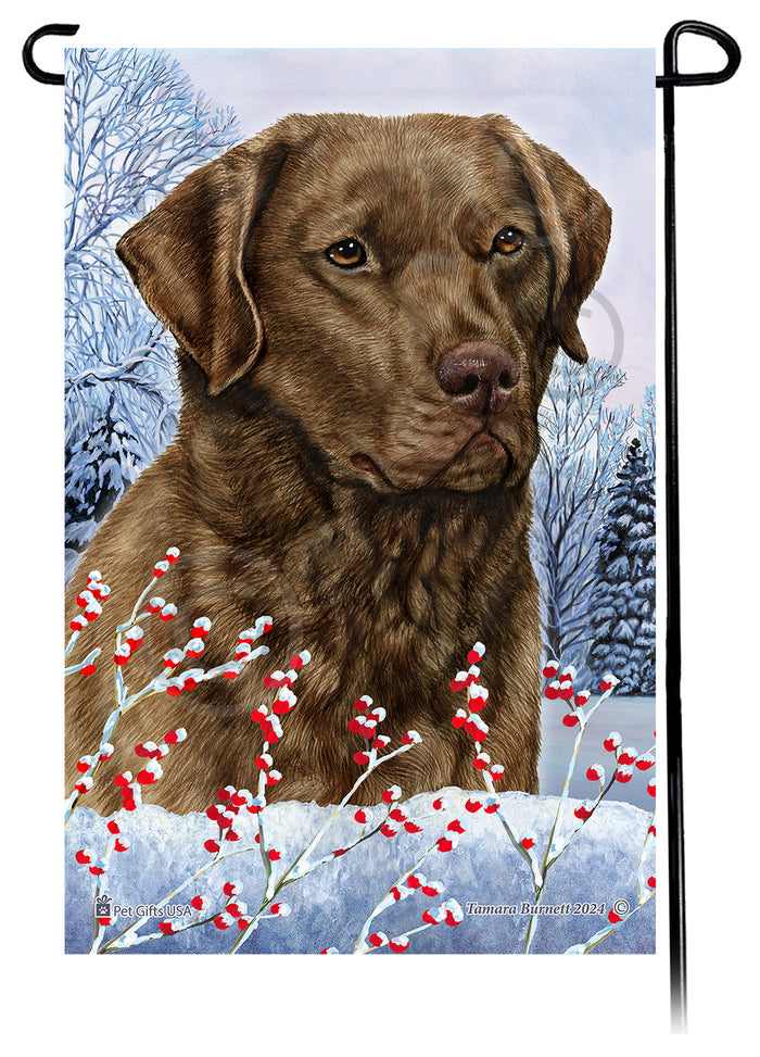 Chesapeake Bay Retriever Winterberries Garden Flags