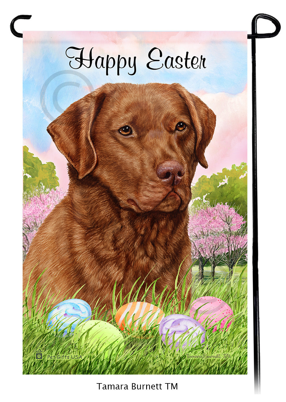 Chesapeake Bay Retriever Happy Easter - Garden Flag
