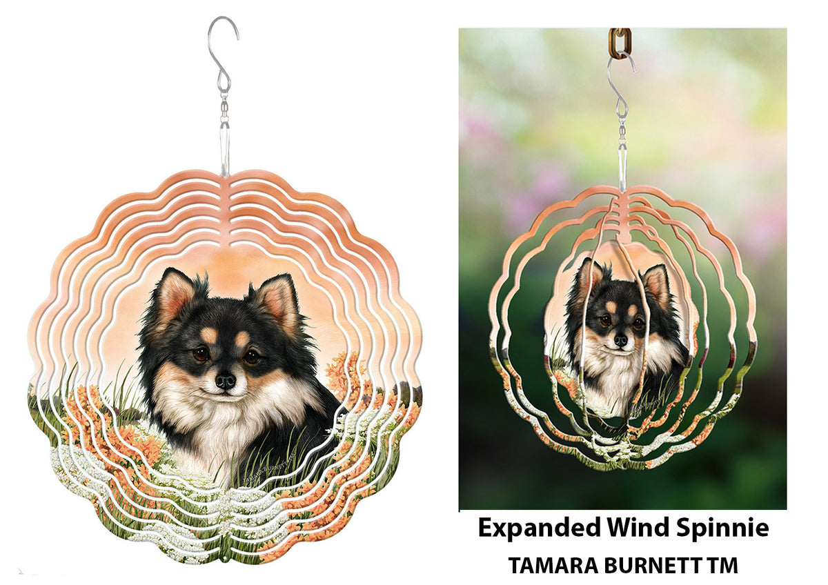 Long-Haired Chihuahua Tri Wind Spinner