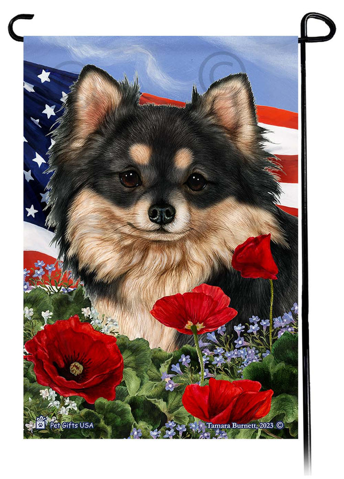 Chihuahua Patriotic Flowers Garden Flags