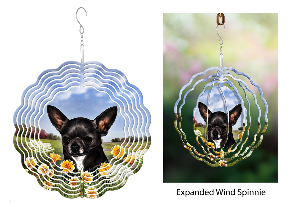 Short-Haired Chihuahua Black And White Wind Spinner