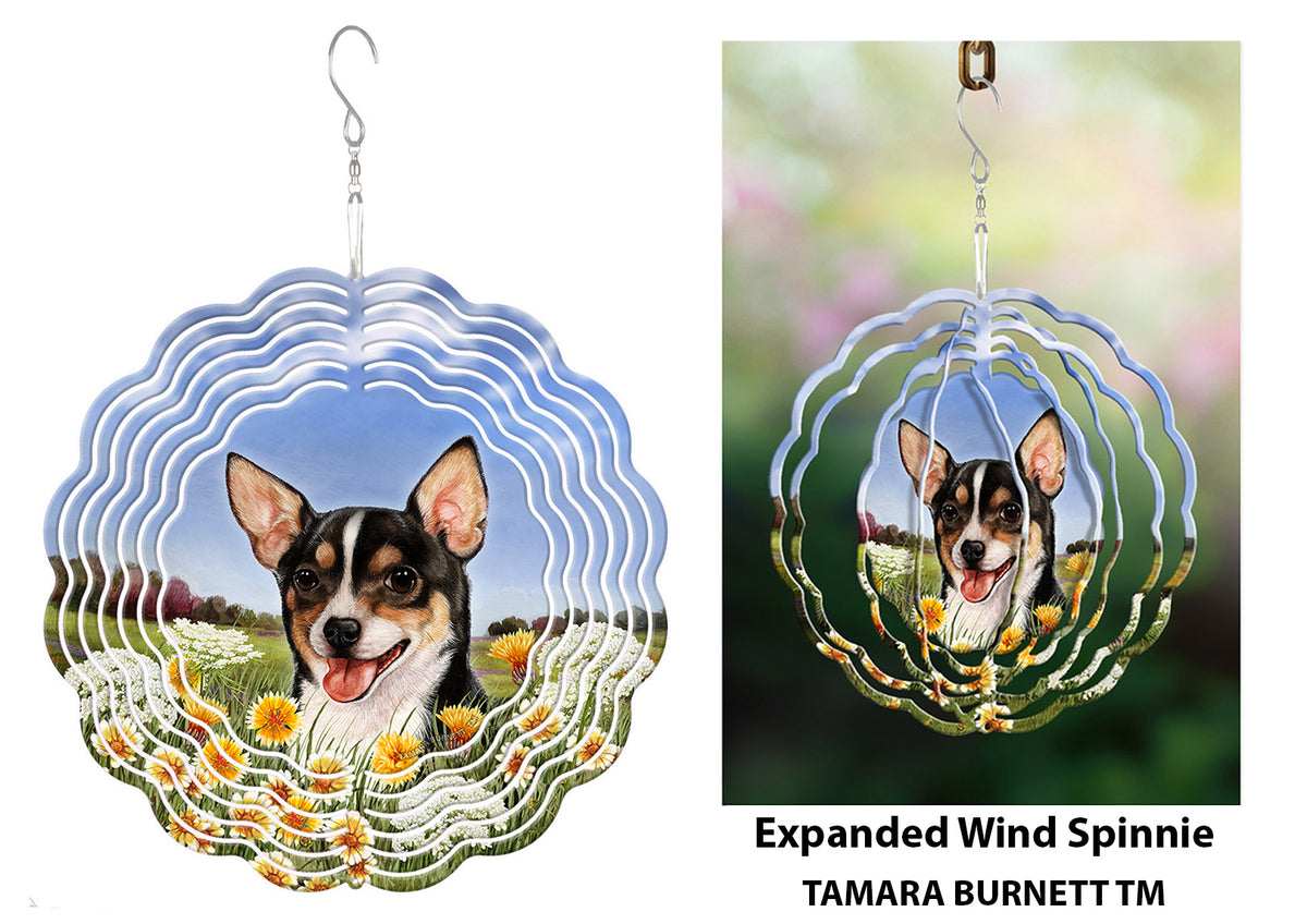 Short-Haired Chihuahua Black Tri Wind Spinner