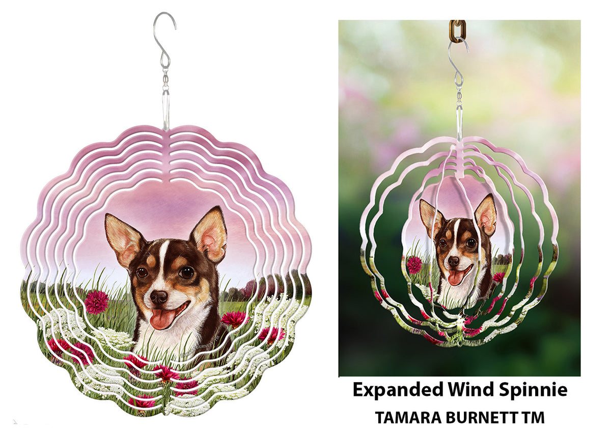 Short-Haired Chihuahua Chocolate Tri Wind Spinner