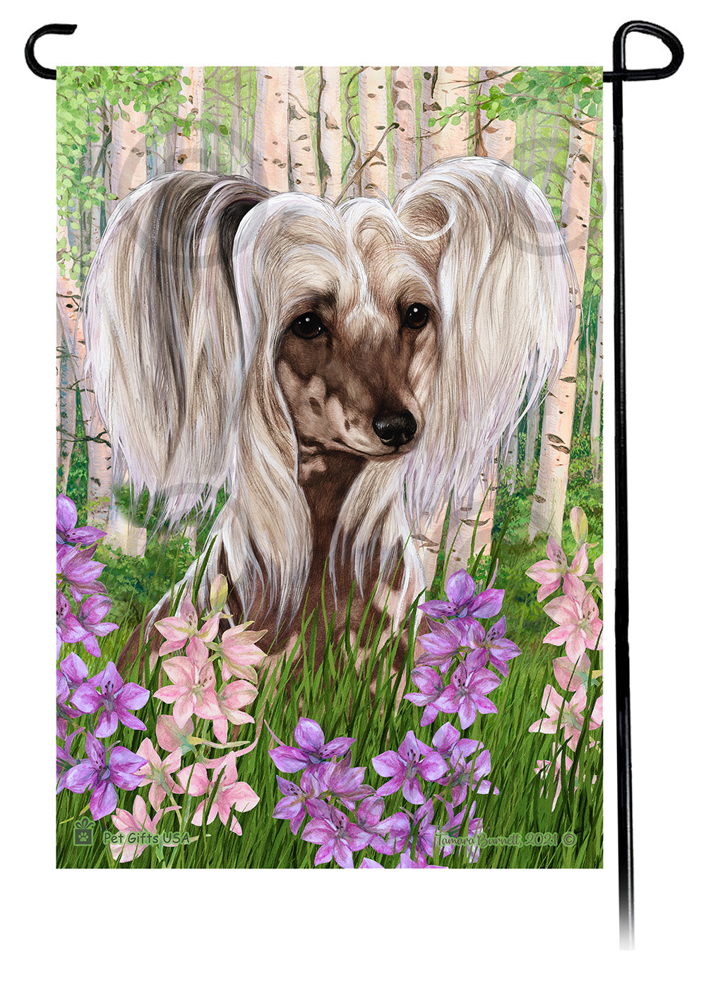 Chinese Crested Spring Flowers Garden Flags