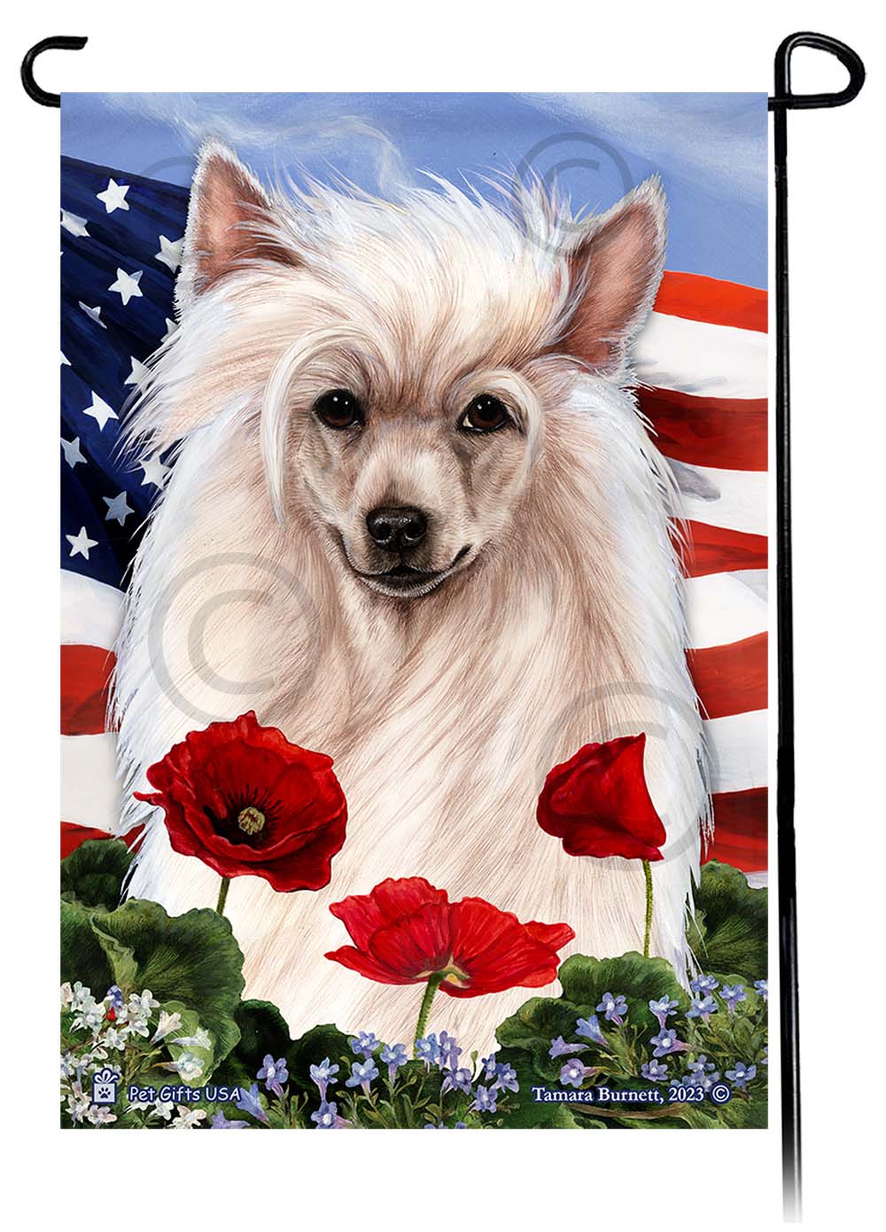 Chinese Crested Patriotic Flowers - Garden Flag