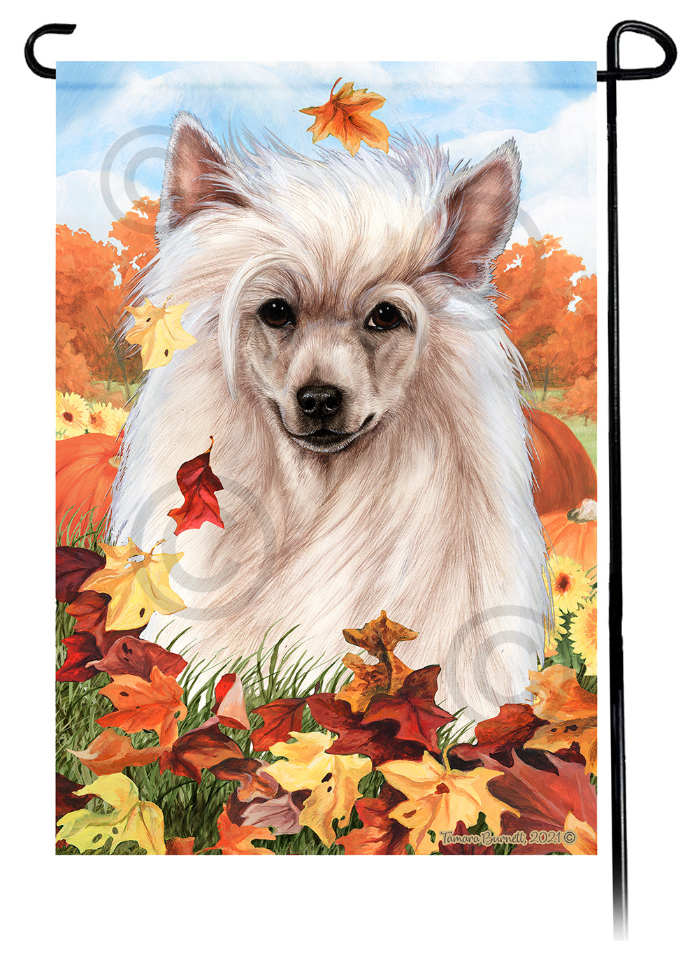 Chinese Crested Falling Leaves - Garden Flag