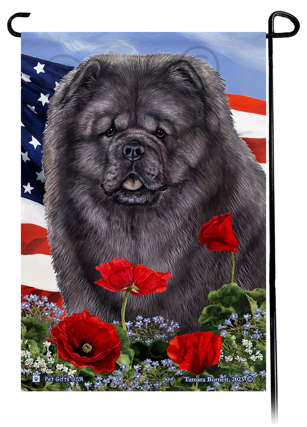 Chow Chow Patriotic Flowers - Garden Flag