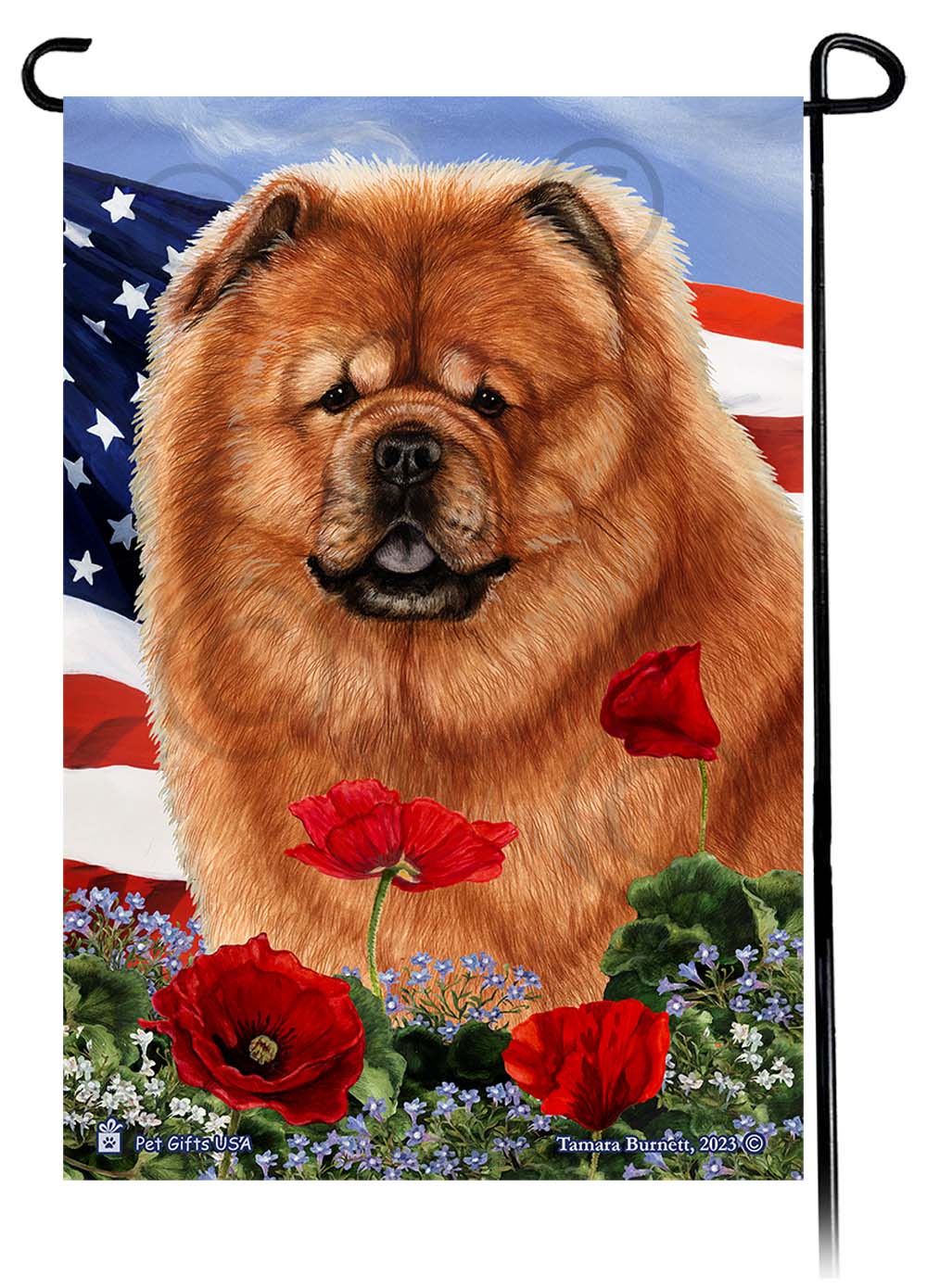 Chow Chow Patriotic Flowers - Garden Flag
