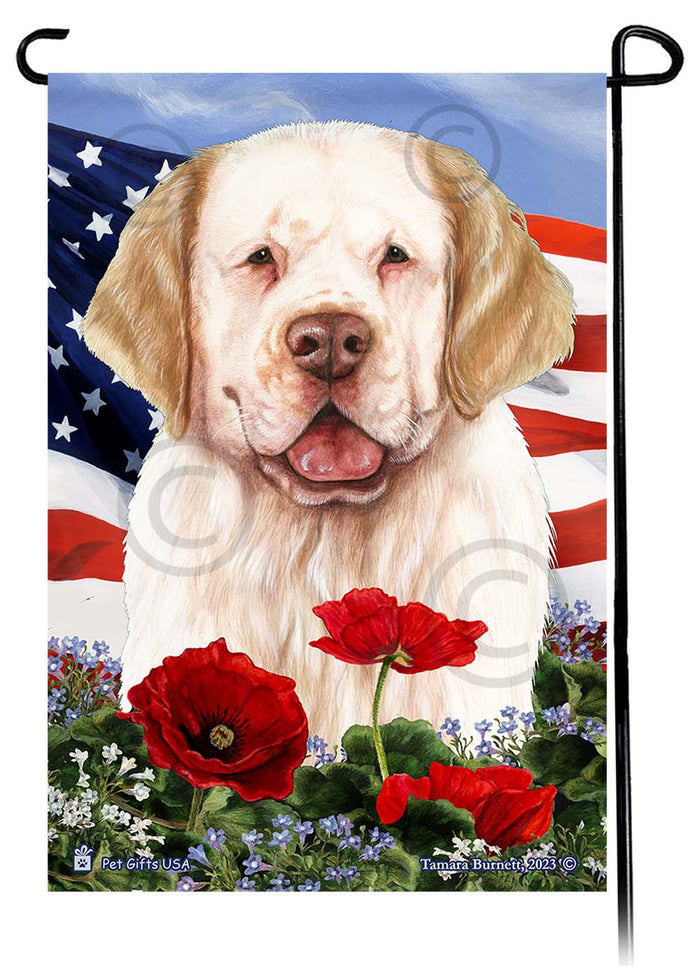 Clumber Spaniel Patriotic Flowers Garden Flags
