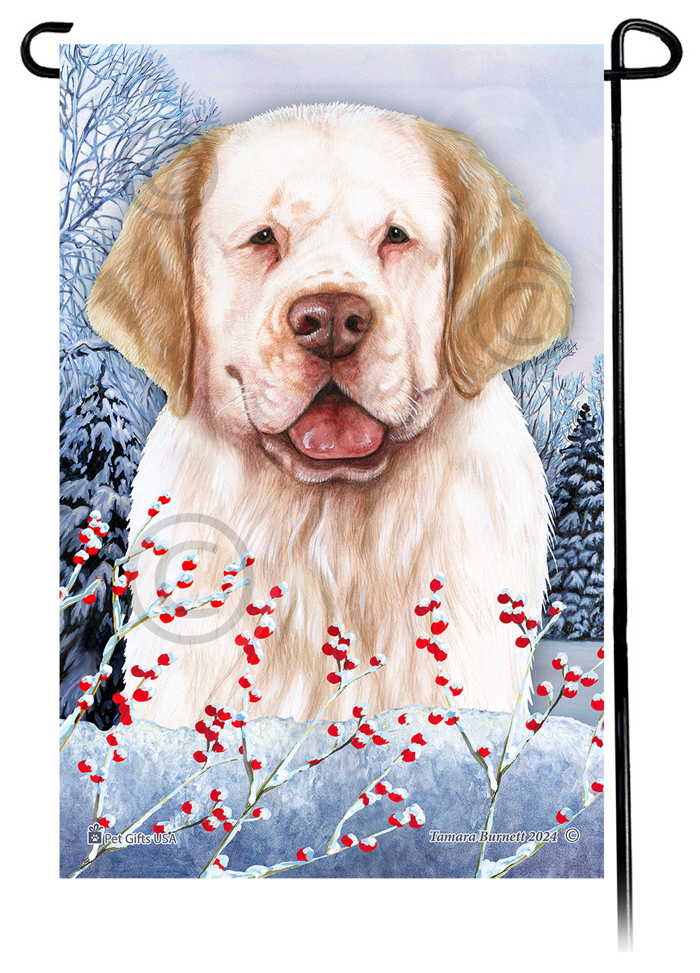 Clumber Spaniel Winterberries Garden Flags