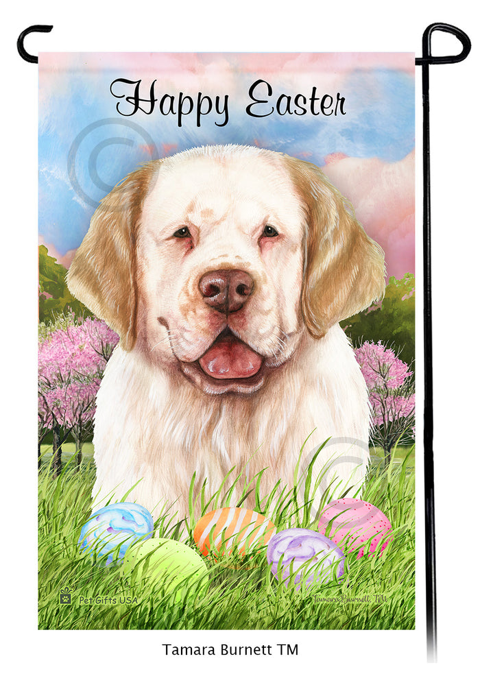 Clumber Spaniel Happy Easter Garden Flags
