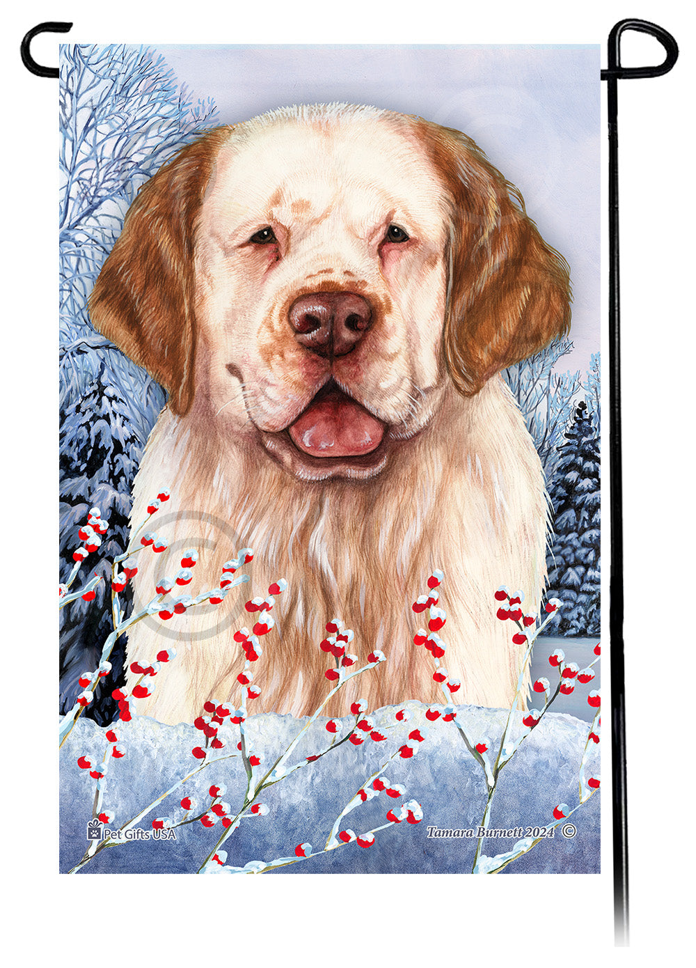 Clumber Spaniel Winterberries - Garden Flag