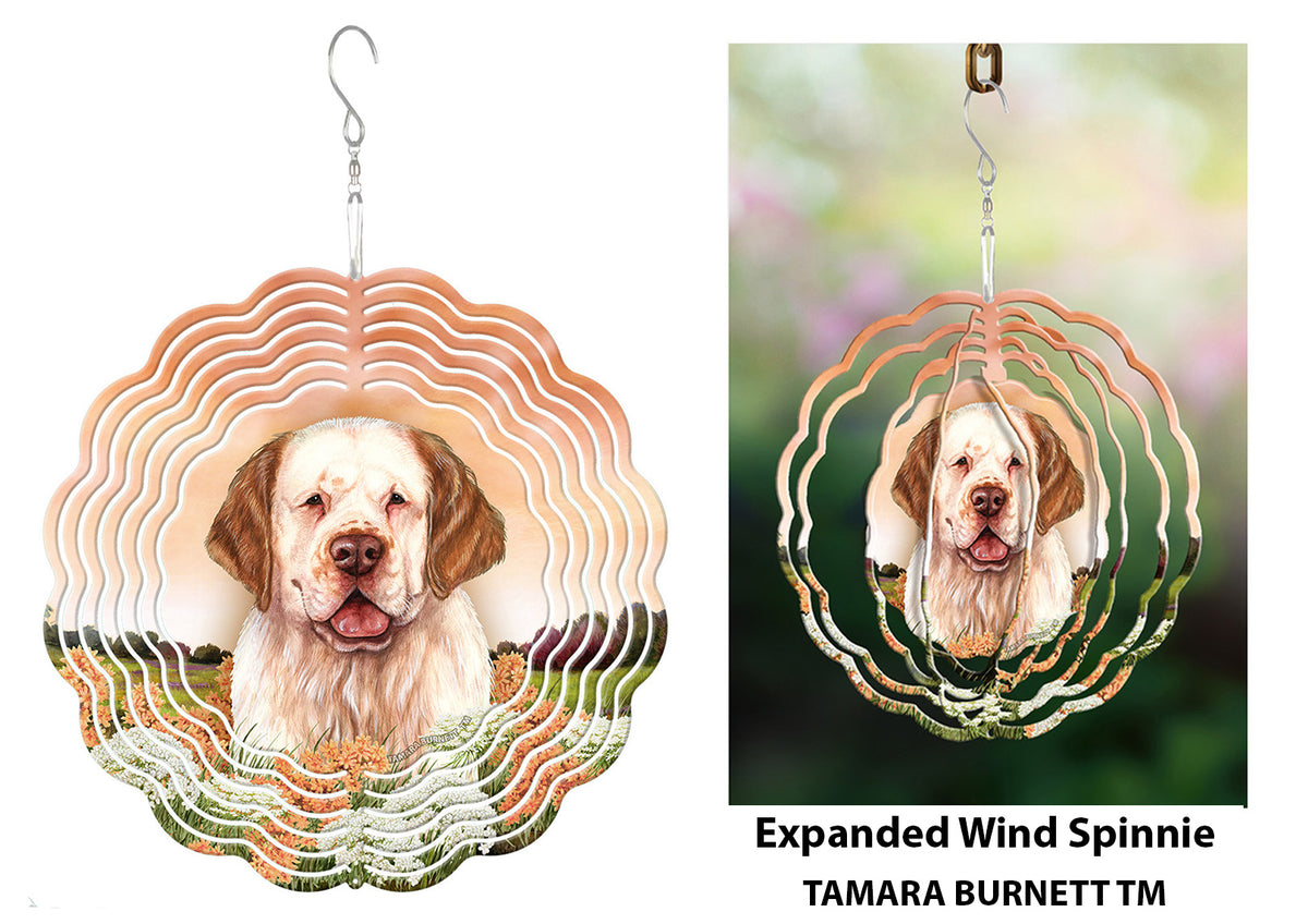 Clumber Spaniel Orange and White Wind Spinner