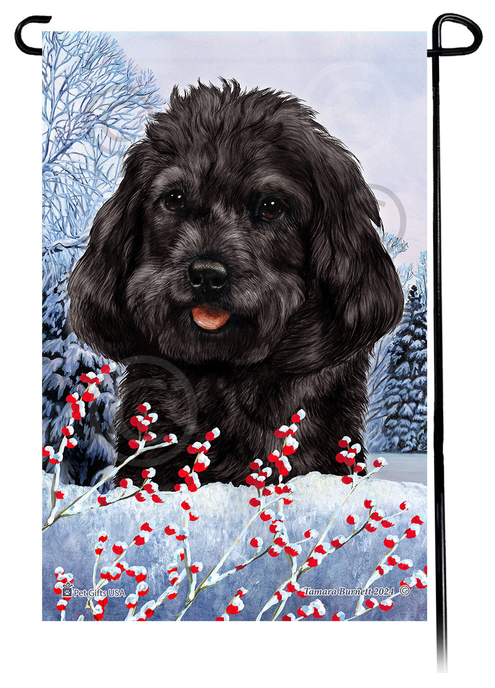 Cockapoo Winterberries Garden Flags