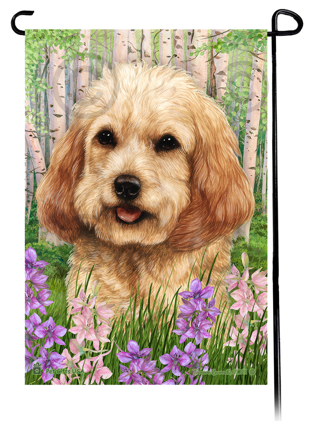 Cockapoo Spring Flowers - Garden Flag