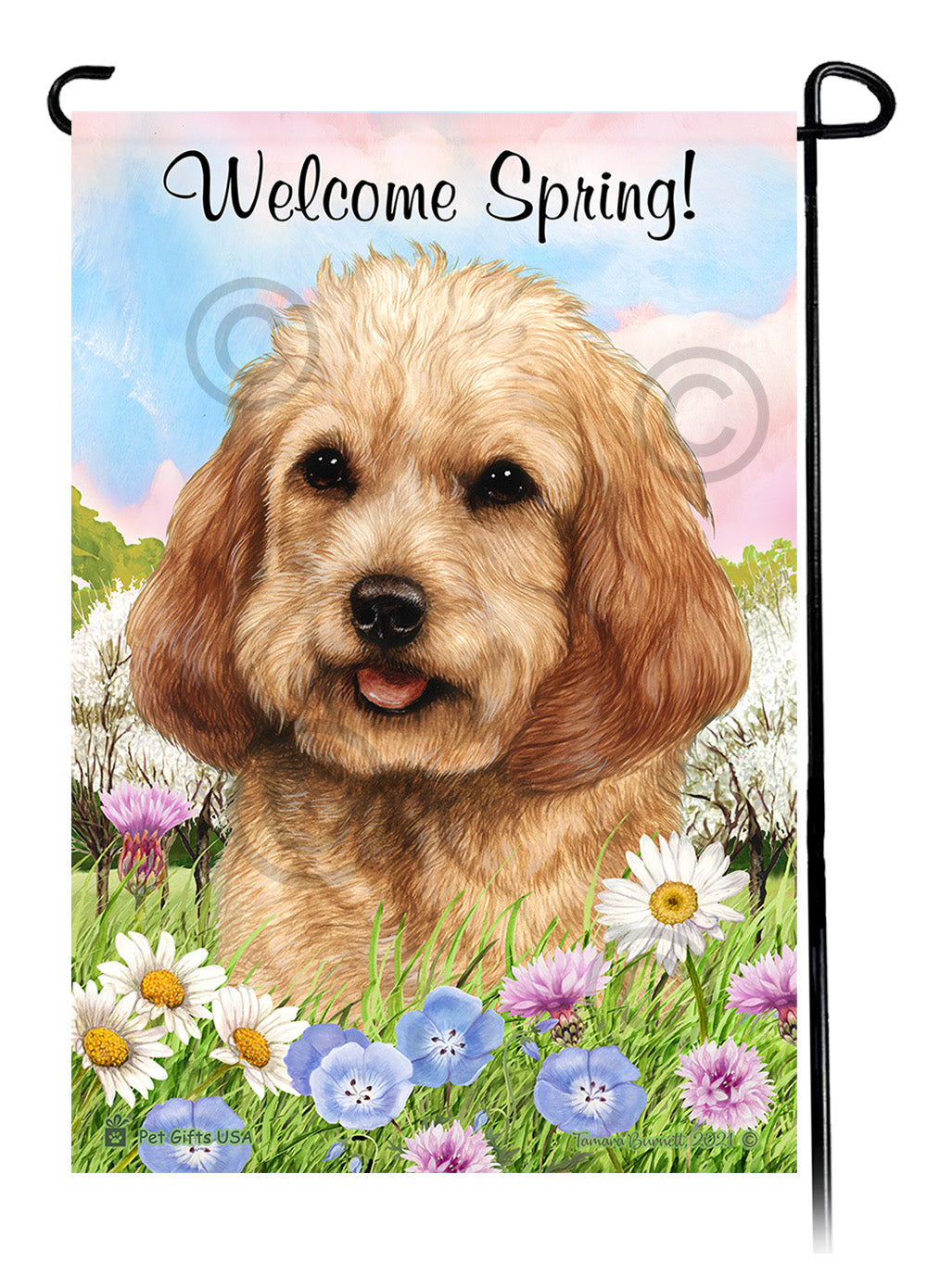 Cockapoo Welcome Spring - Garden Flag