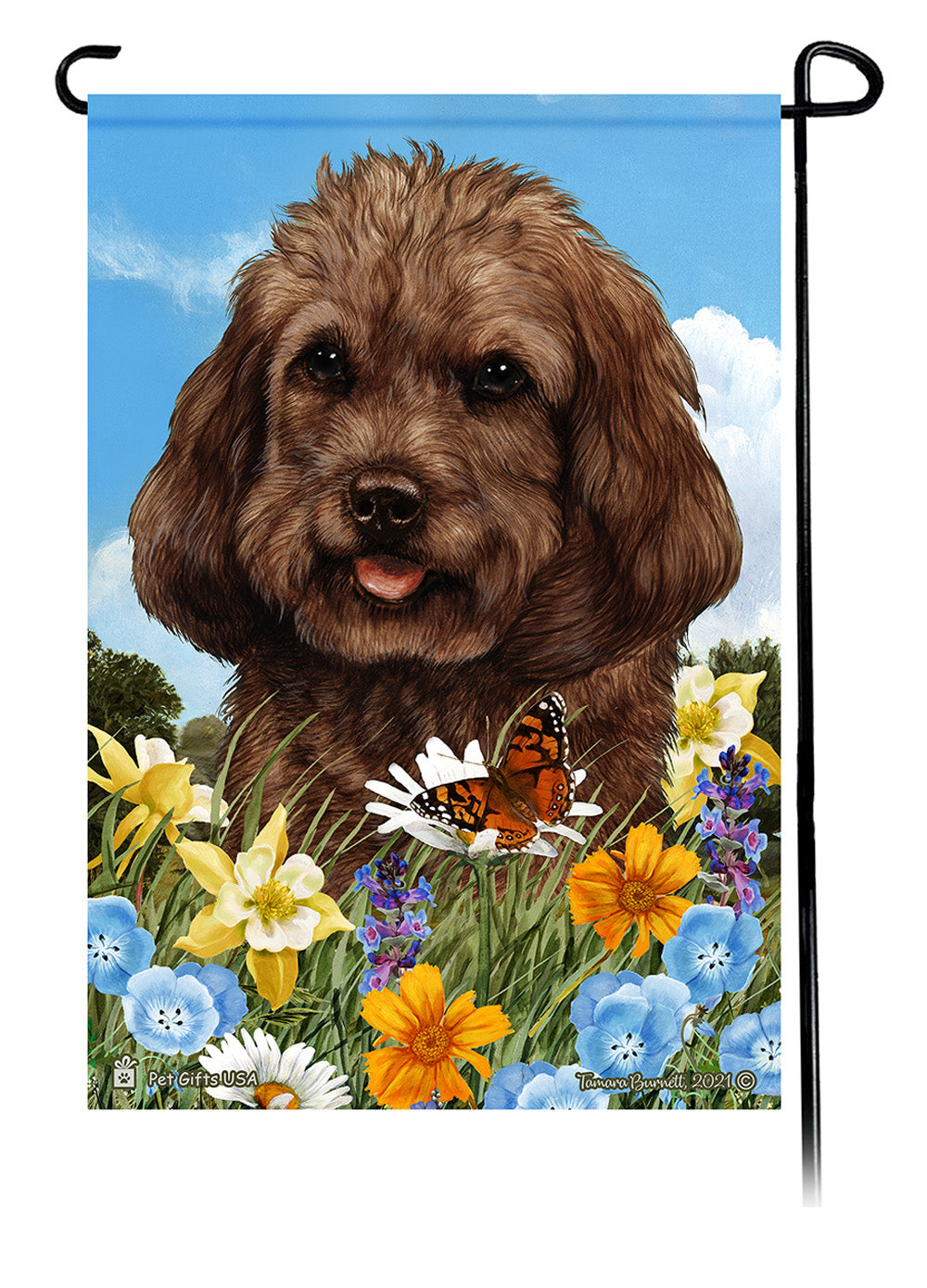 Cockapoo Summer Flowers - Garden Flag