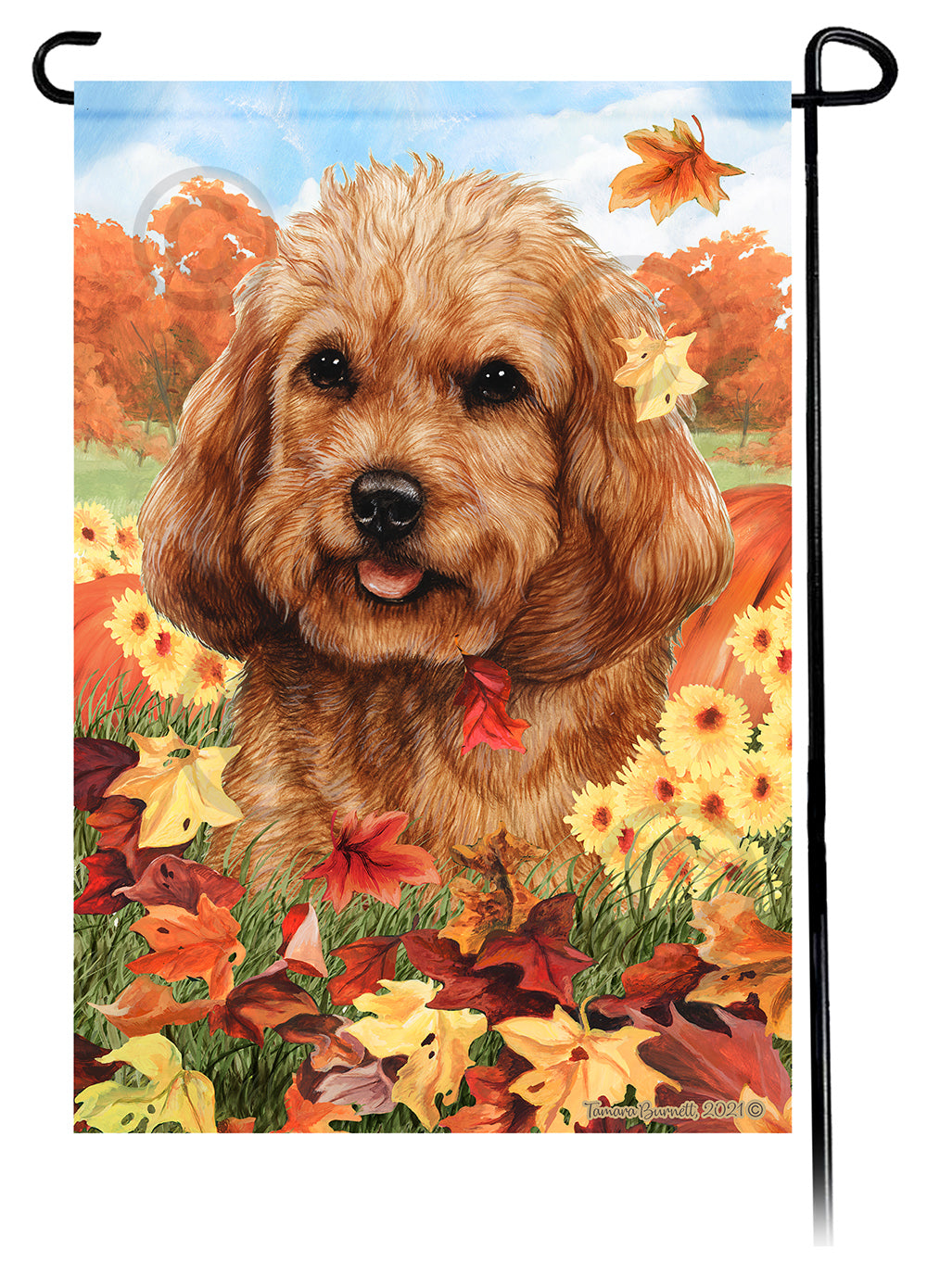 Cockapoo Falling Leaves - Garden Flag