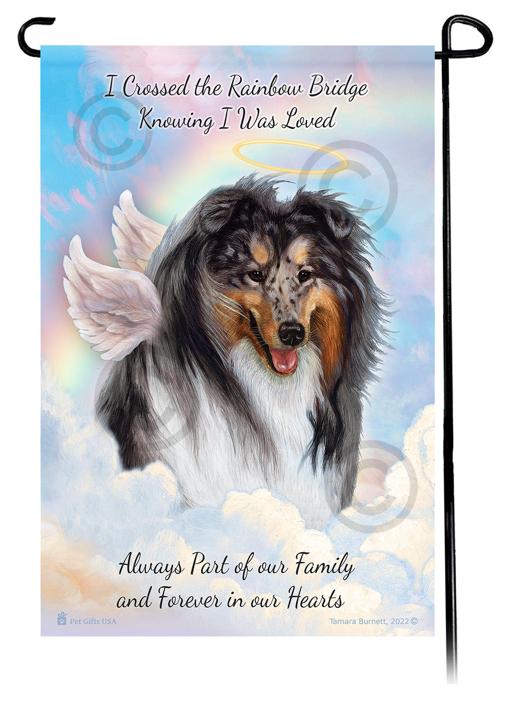Blue & White Shorthair Cat Memorial Garden Flags