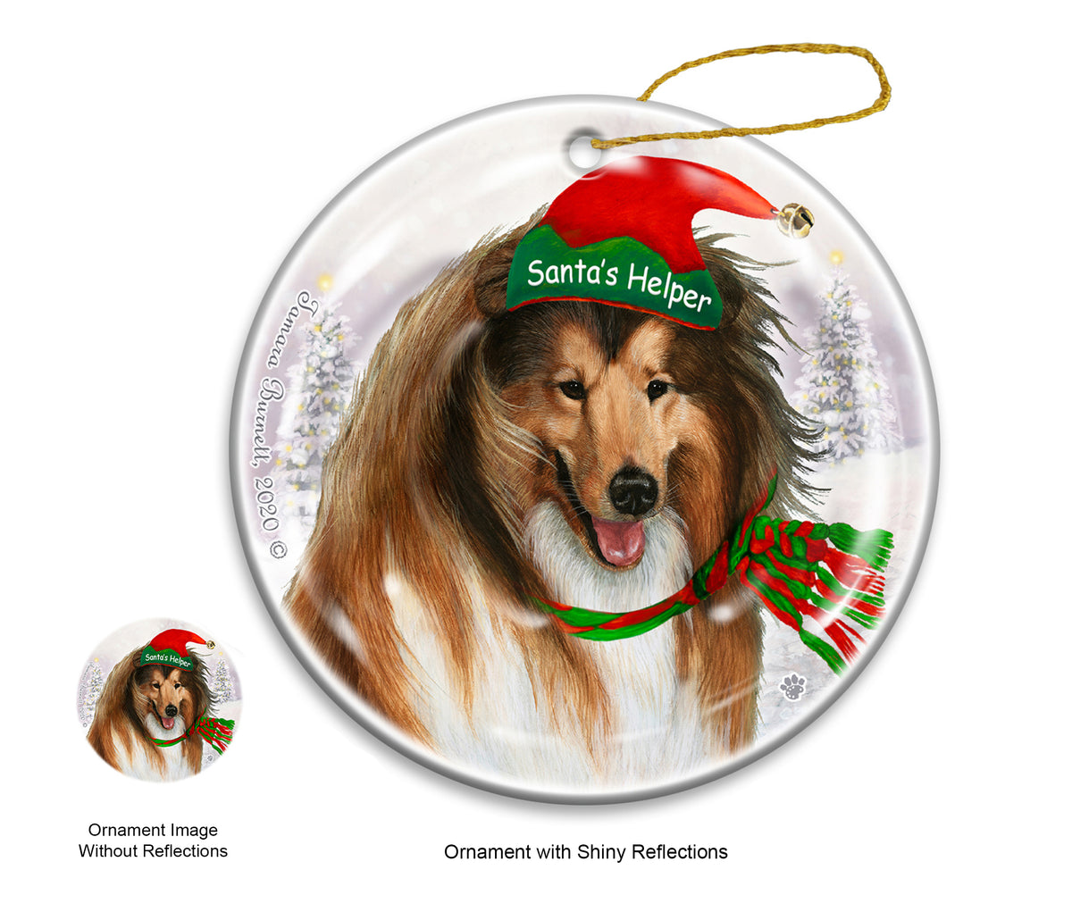 Collie - Santa's Helper Ornament