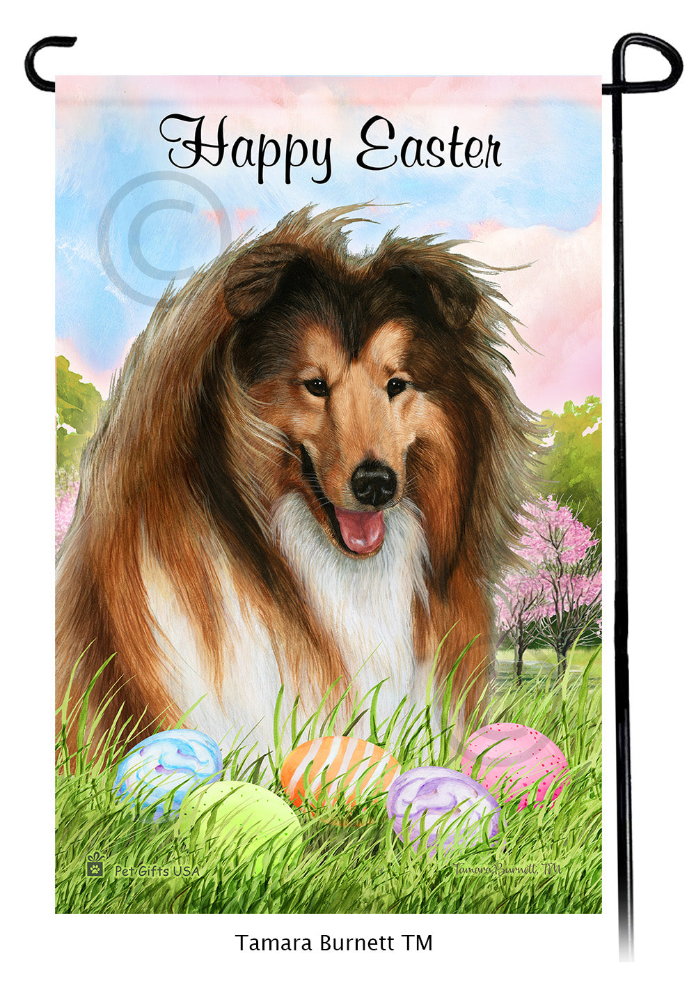 Collie Happy Easter - Garden Flag