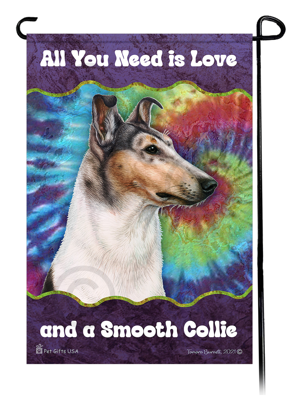 Smooth Collie All You Need Is Love Garden Flag