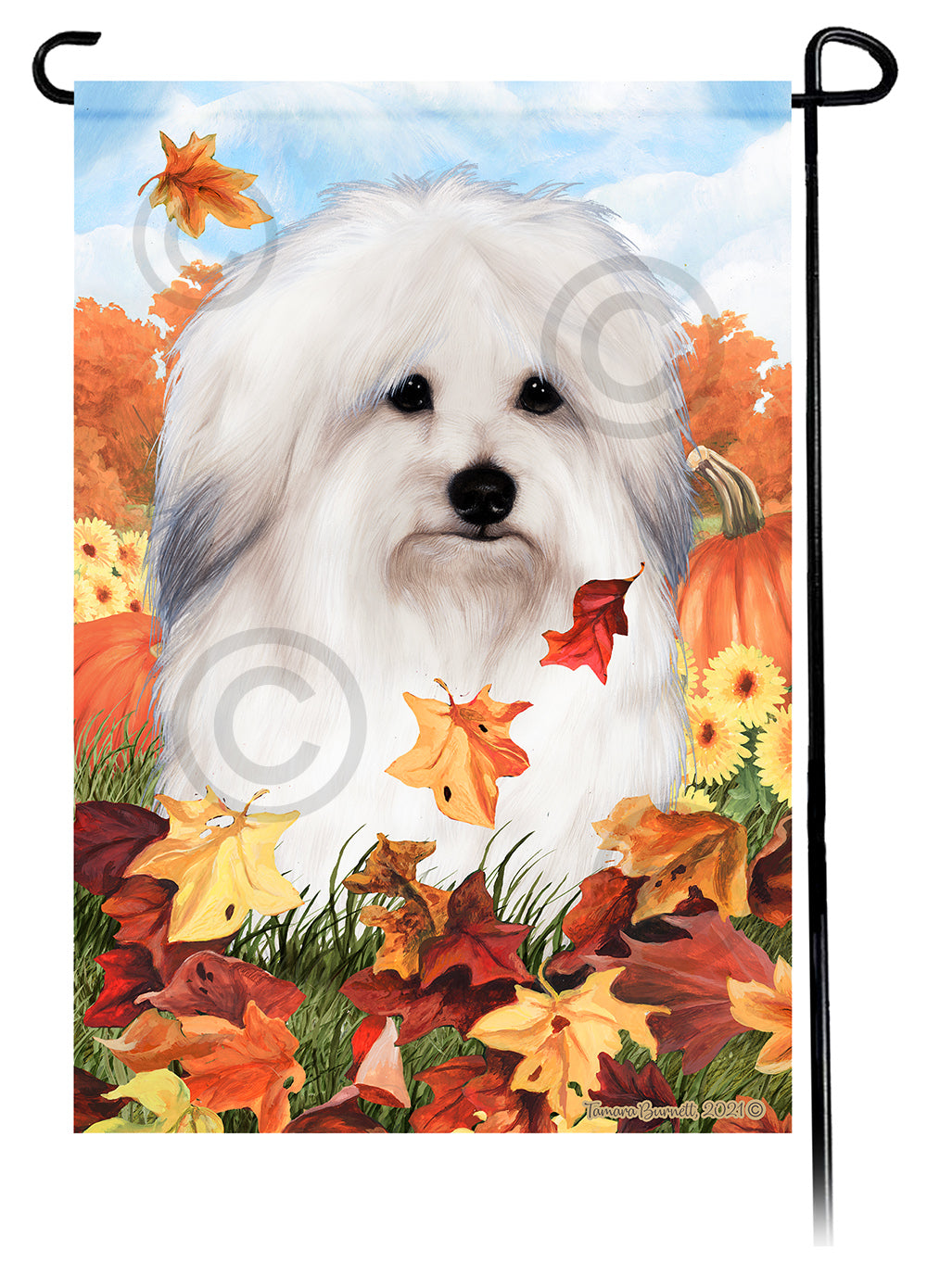 Coton de Tulear Falling Leaves Garden Flags