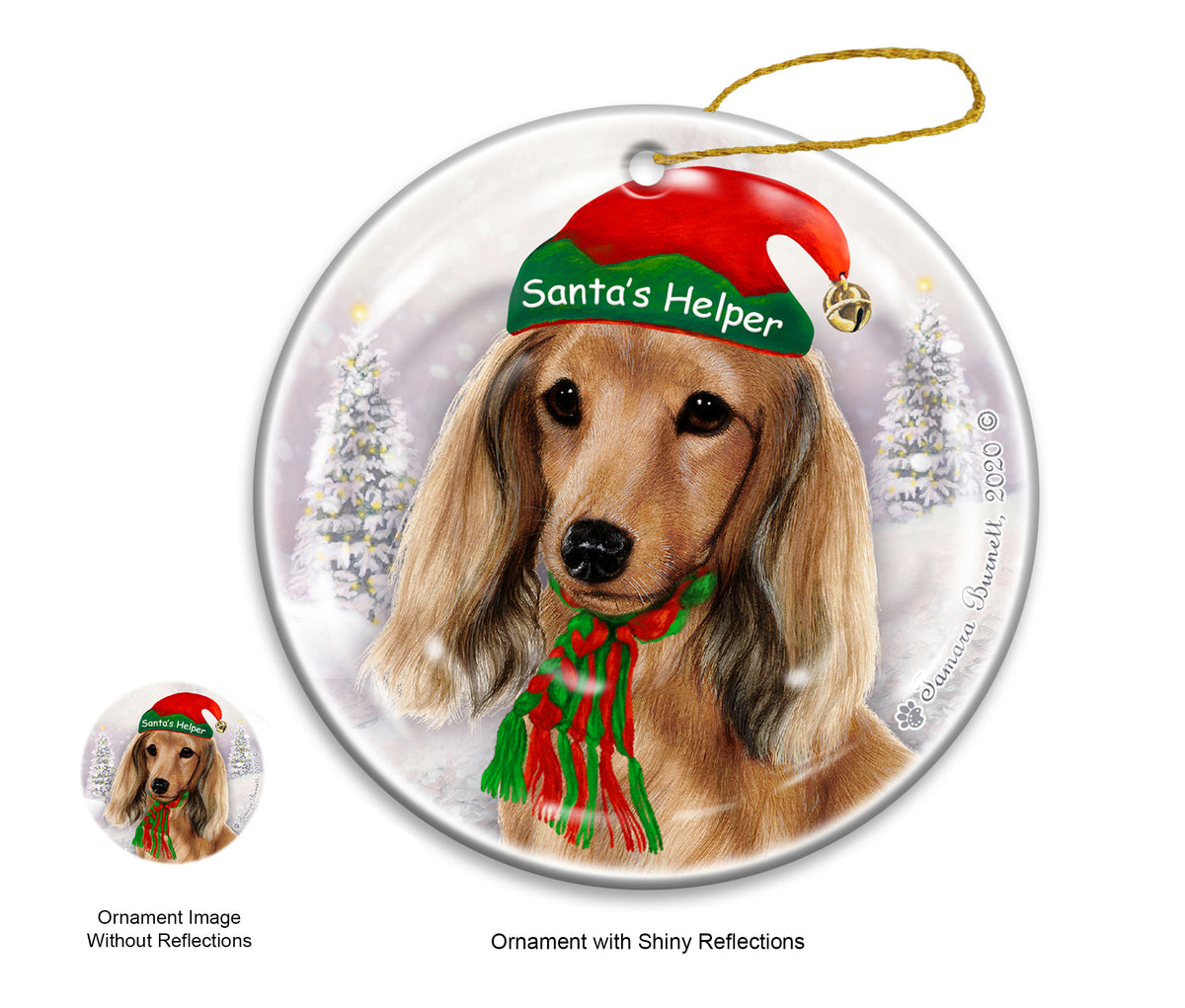 Dachshund Long Haired Cream Ornament