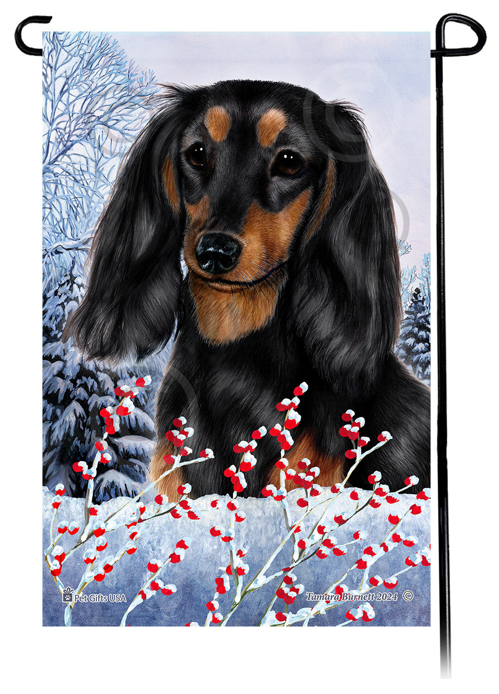 Dachshund Winterberries - Garden Flag