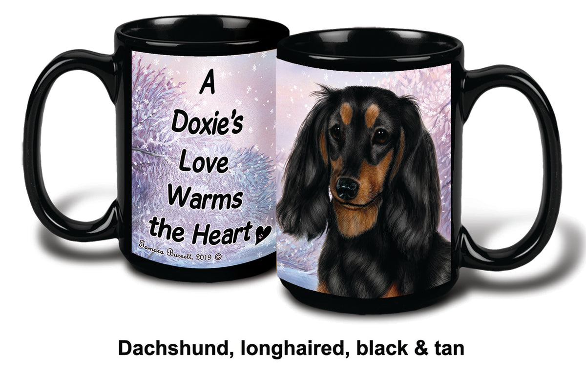 Dachshund Lh Blk/Tan Winter Mug 15 oz