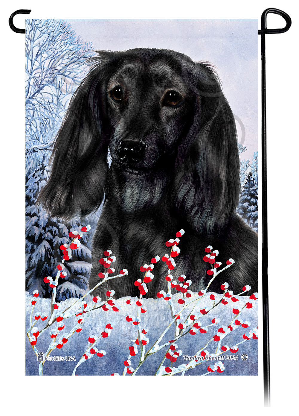Dachshund Winterberries Garden Flags