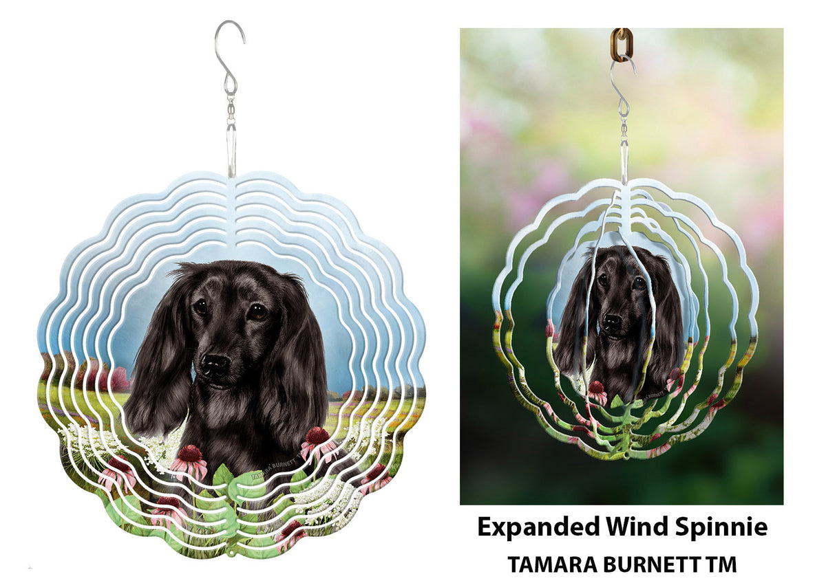 Long-Haired Dachshund Black Wind Spinner