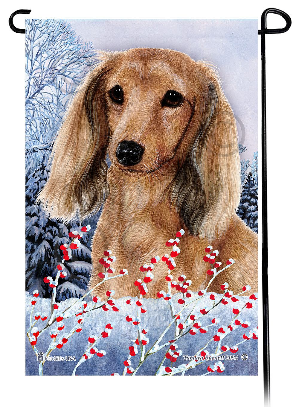 Dachshund Winterberries - Garden Flag